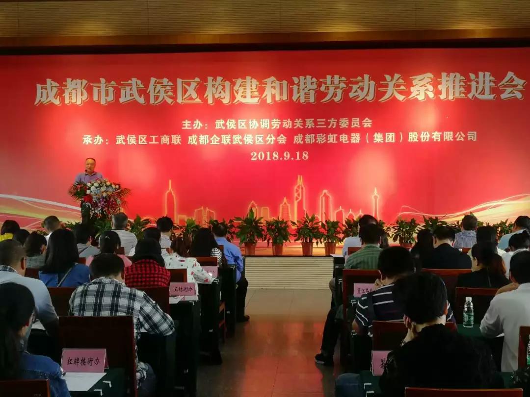 武侯區(qū)構(gòu)建和諧勞動(dòng)關(guān)系推進(jìn)會(huì)在成都彩虹集團(tuán)隆重舉行
